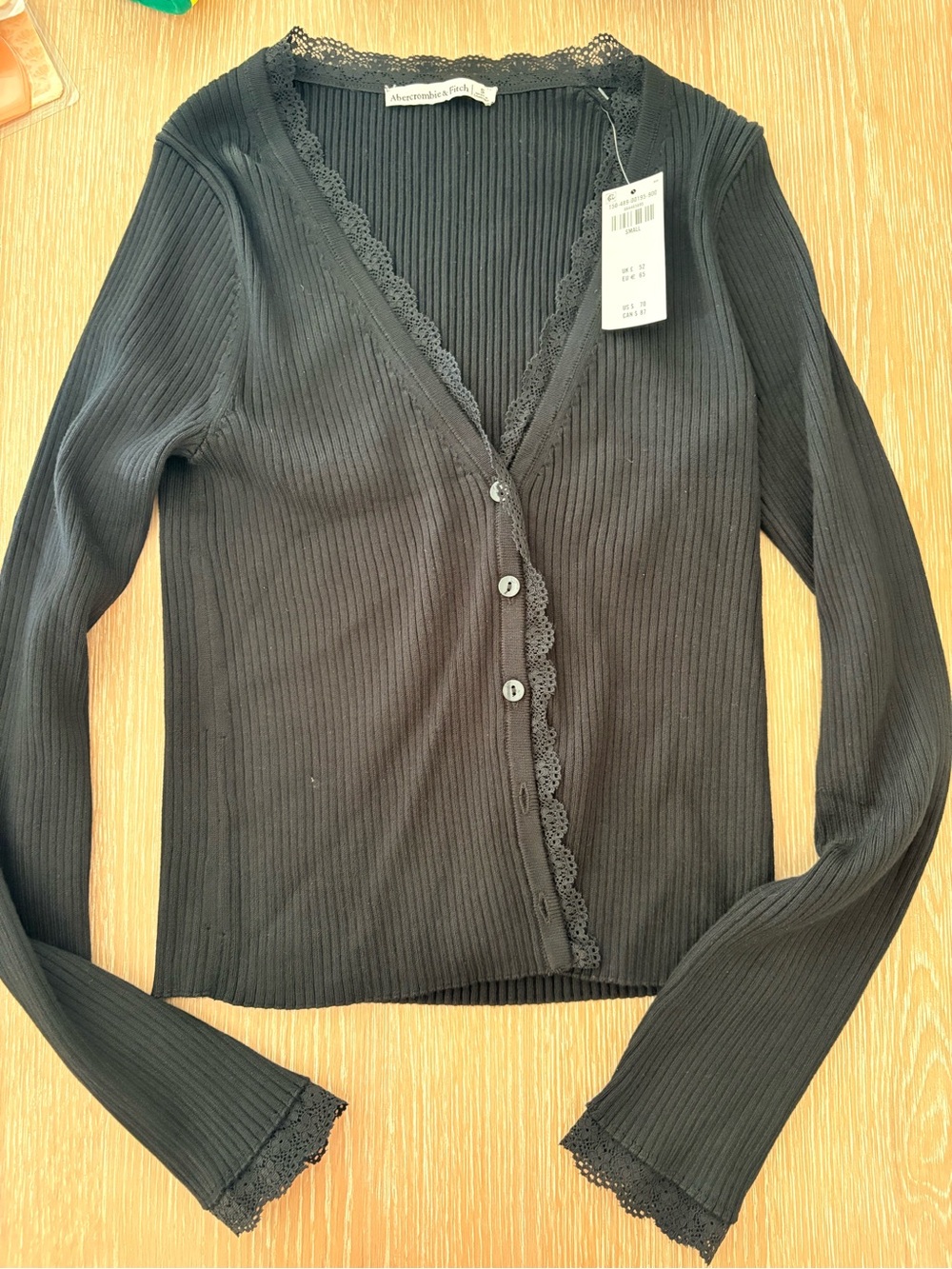 Abercrombie & Fitch Black Lace-Trim Cardigan